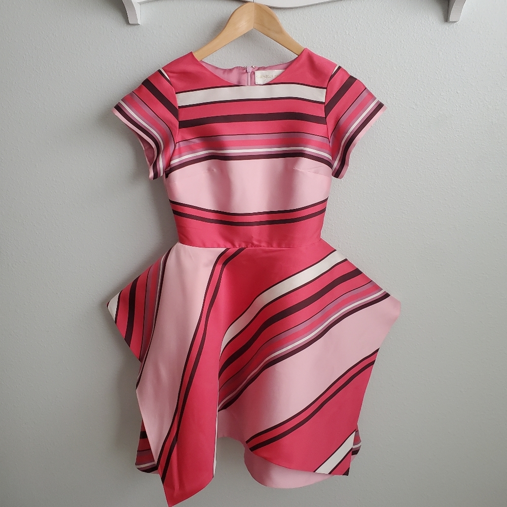 Christian Siriano couture pink striped dress XXS